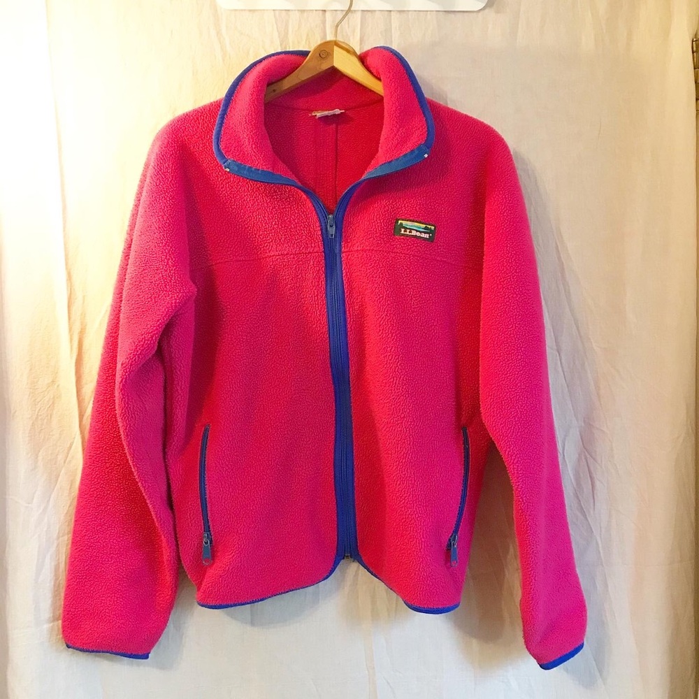 L.L. Bean VINTAGE Hot pink fleece jacket M